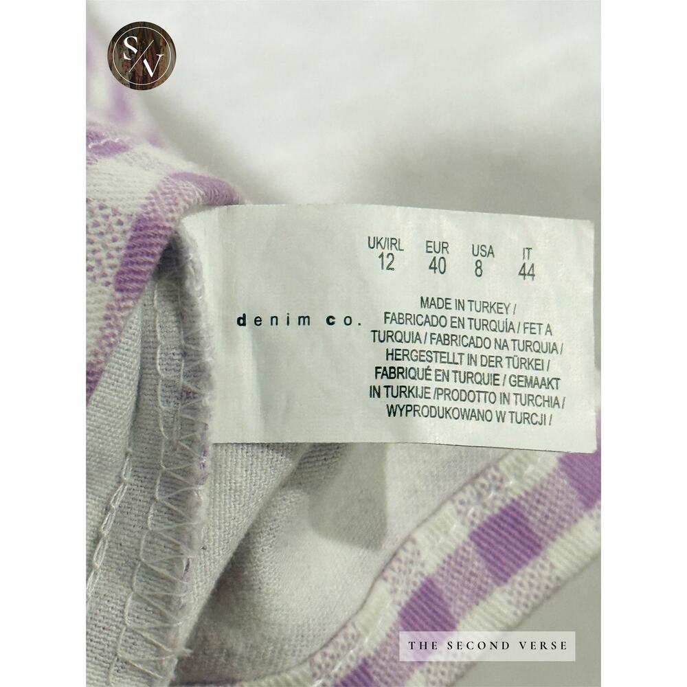 Denim Co Lilac & White Purple White Plaid Mini Dress Cottagecore Y2K Size 8 - Picture 10 of 11